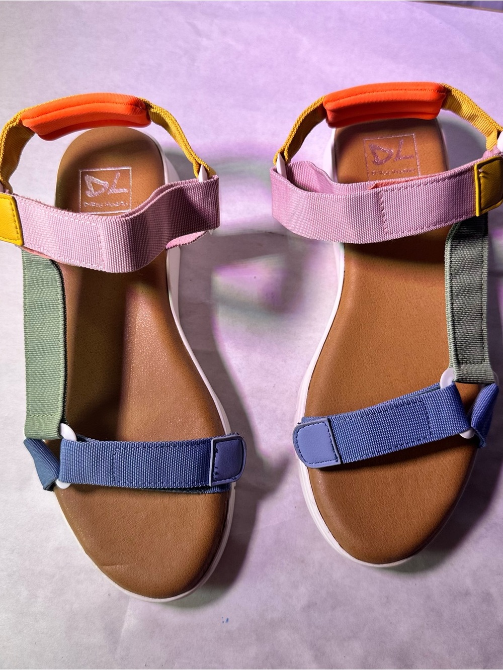 Pastel Multi-strap Platform Sandals in Pink, Blue, Mint & Yellow - Picture 4 of 10